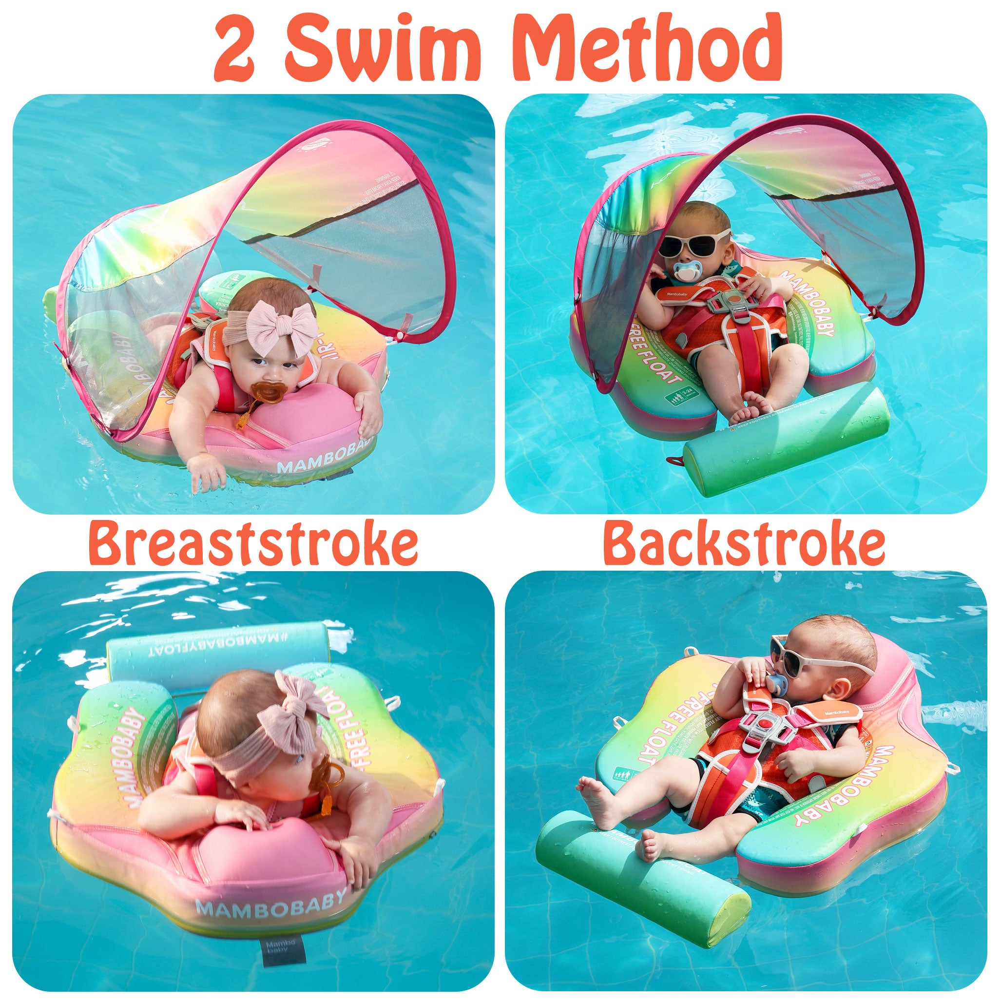 Mambobaby Float with Canopy and Tail Rainbow