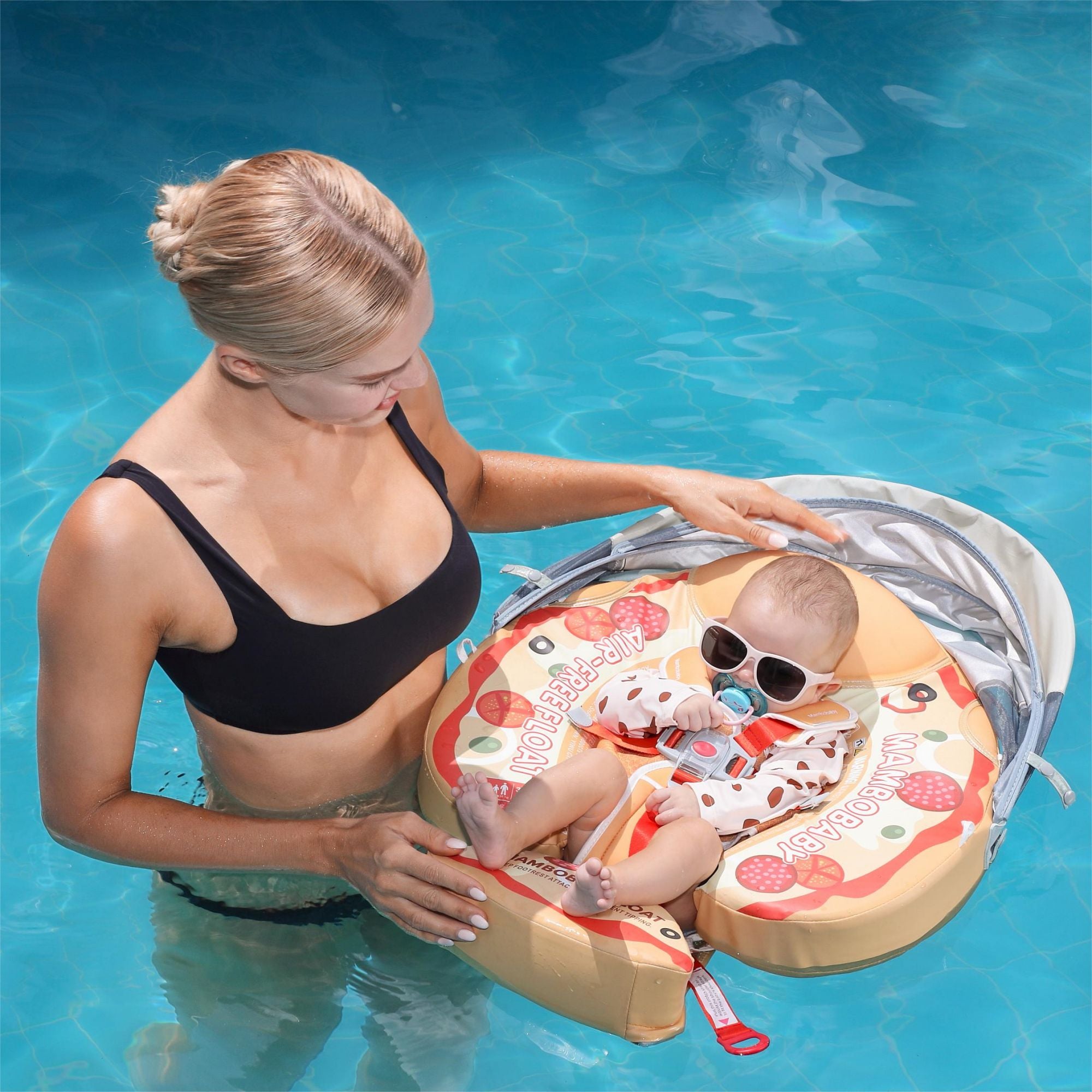 Mambobaby Float with Canopy and Tail Pizza Orange