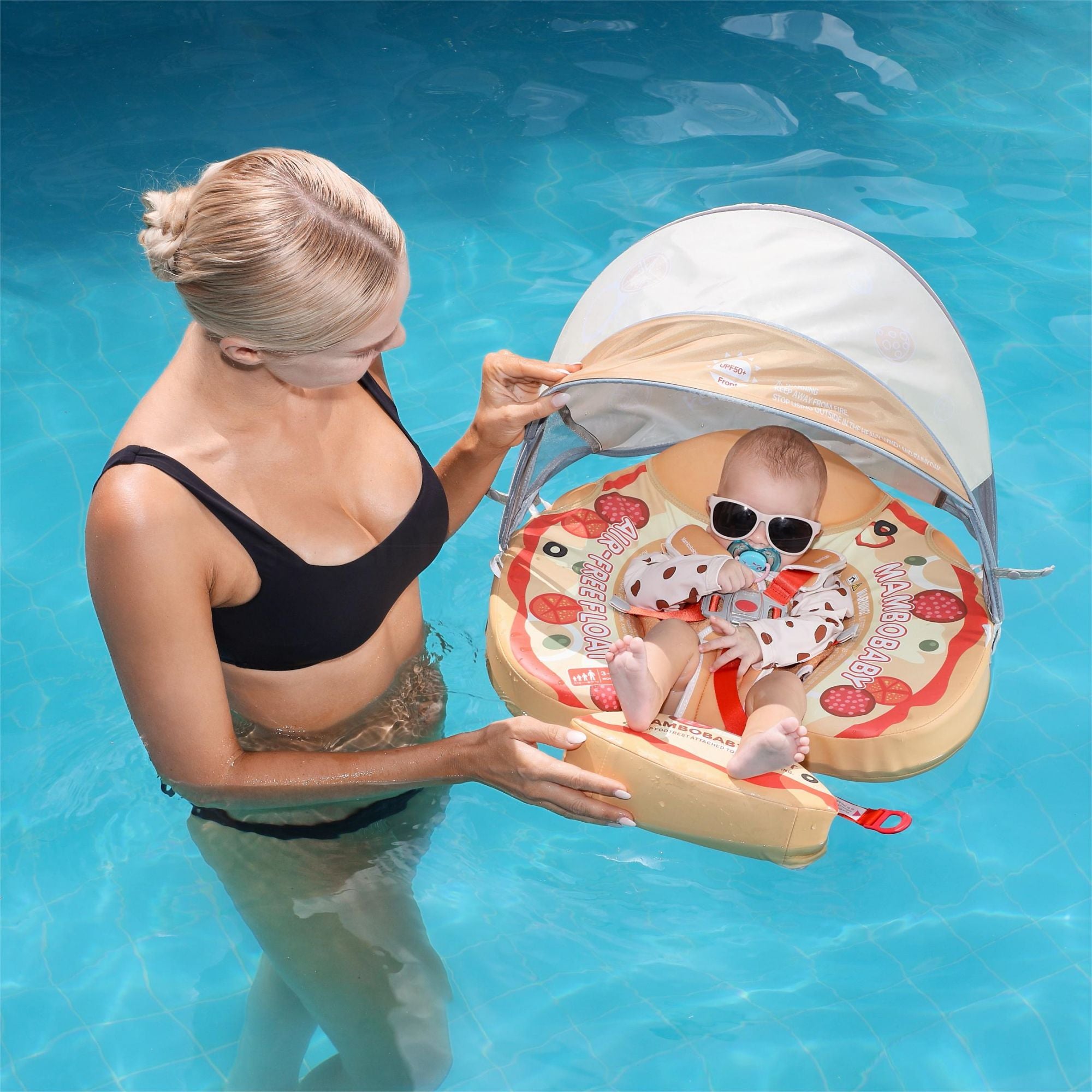 Mambobaby Float with Canopy and Tail Pizza Orange