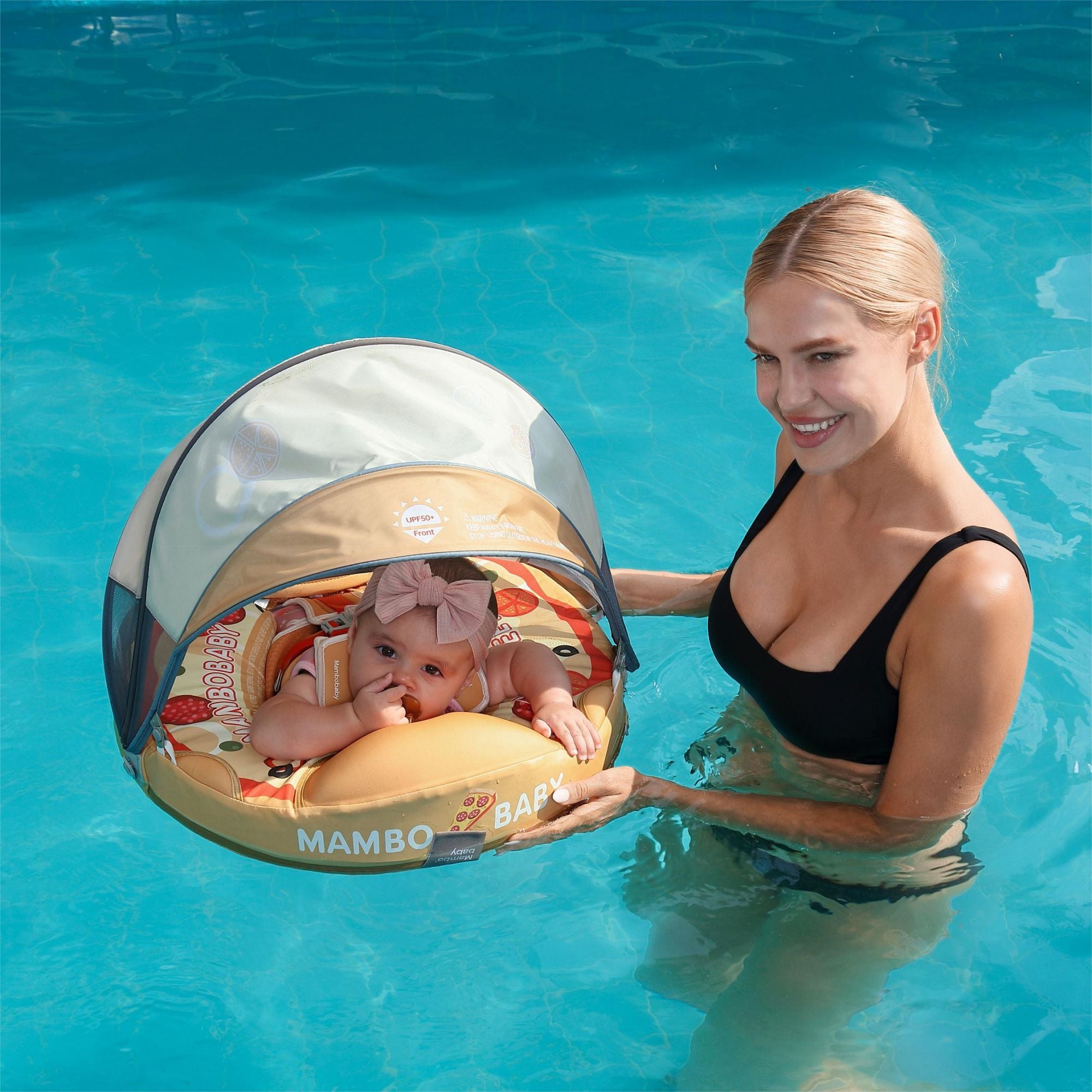 Mambobaby Float with Canopy and Tail Pizza Orange