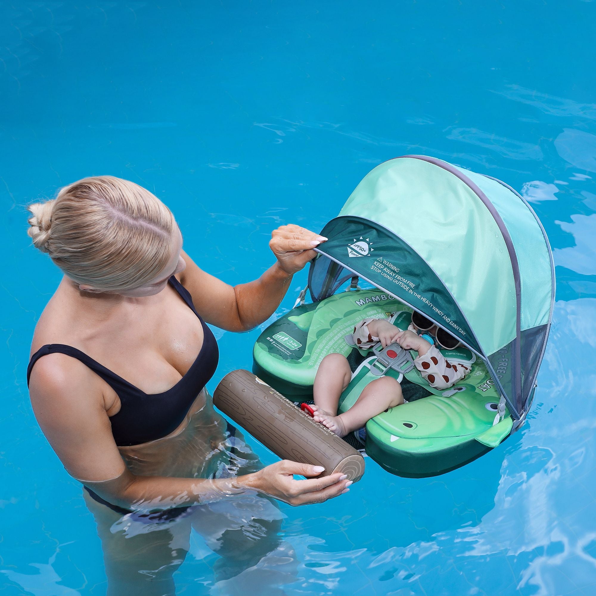 Mambobaby Float with Canopy and Tail Crocodile