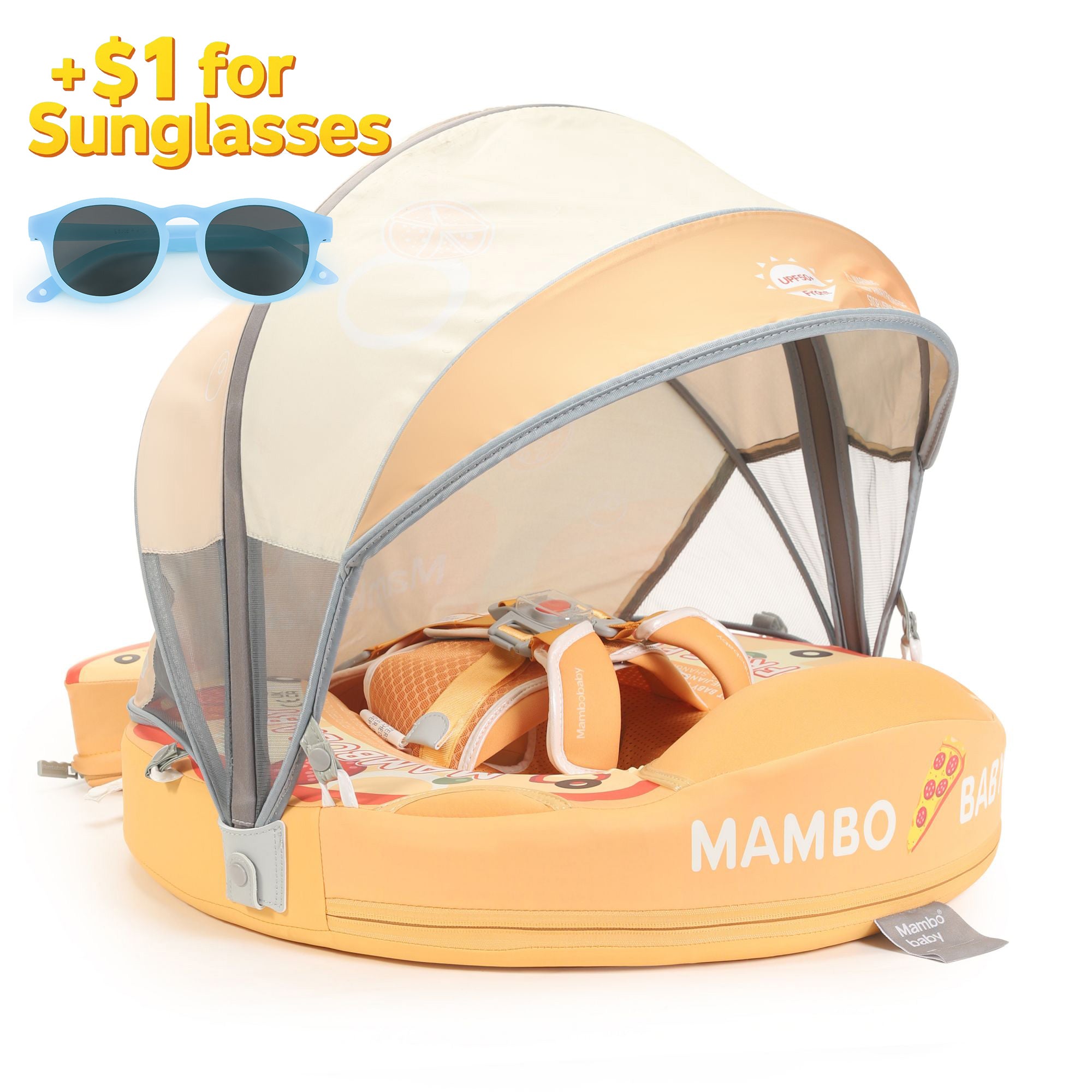 Mambobaby Float with Canopy and Tail Pizza Orange