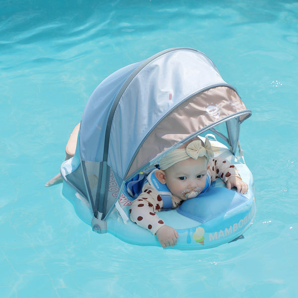Mambobaby Float Ice Cream baby pool float with shade canopy