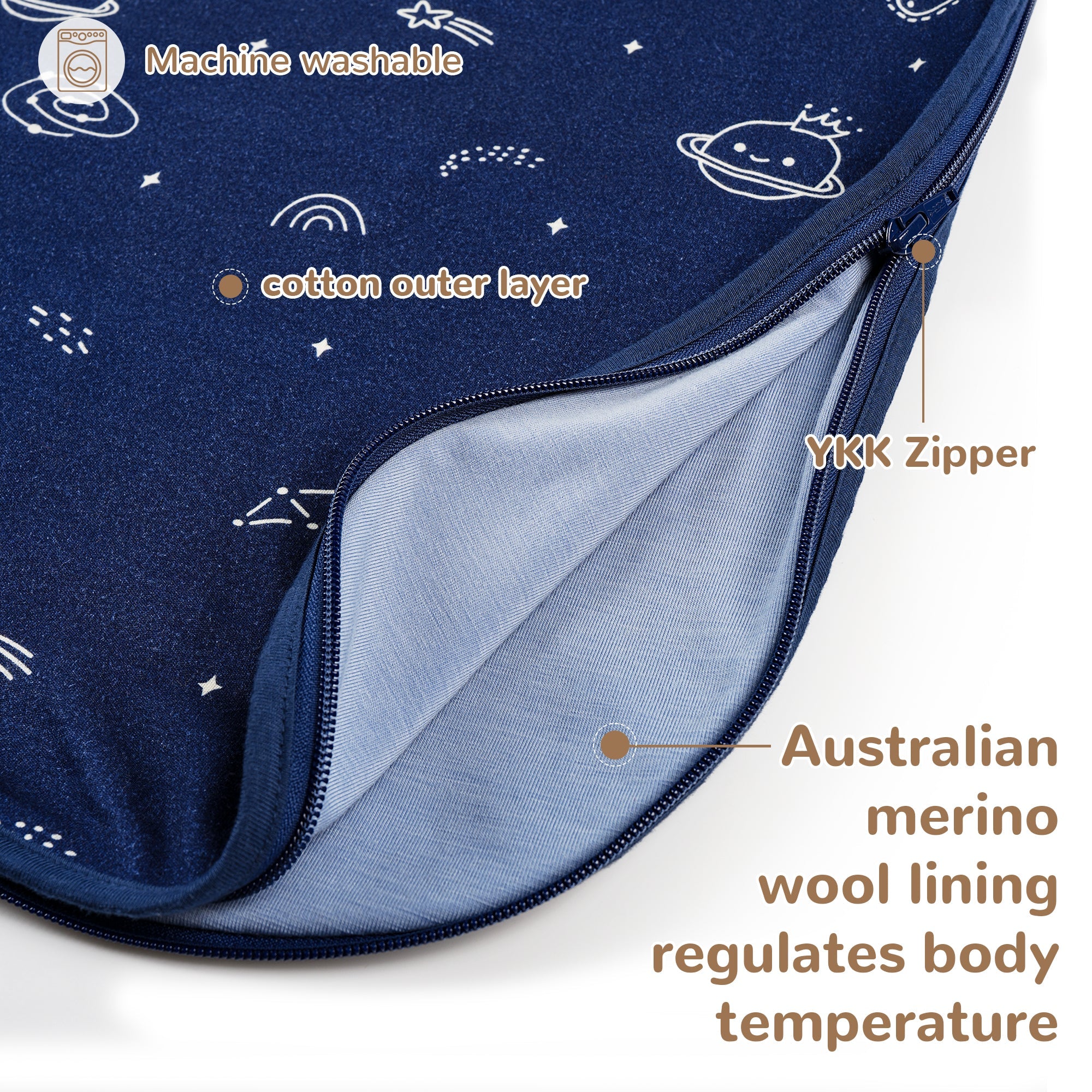 All-Season Merino Sleep sack - Cosmos Blue
